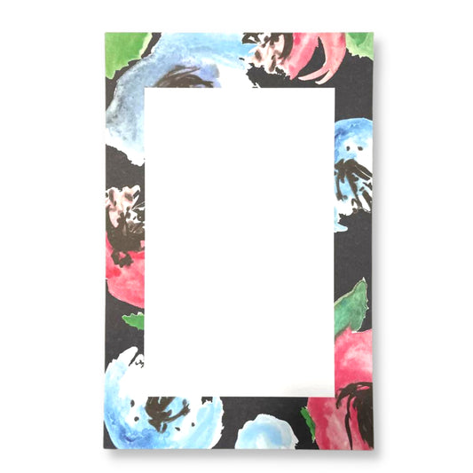 NP160 - NOTEPAD - BLUE & RED FLORAL