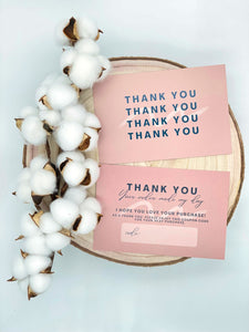 THANK YOU CARDS - PACK OF 50 - I HOPE YOU LOVE YOUR PURCHASE #4003