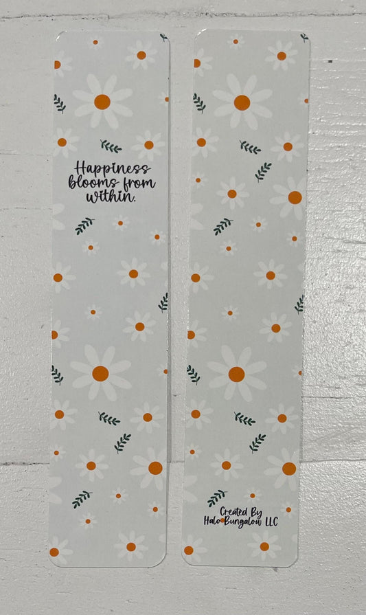B101 - BOOKMARK - DAISY PRINT - HAPPINESS BLOOMS FROM WITHIN