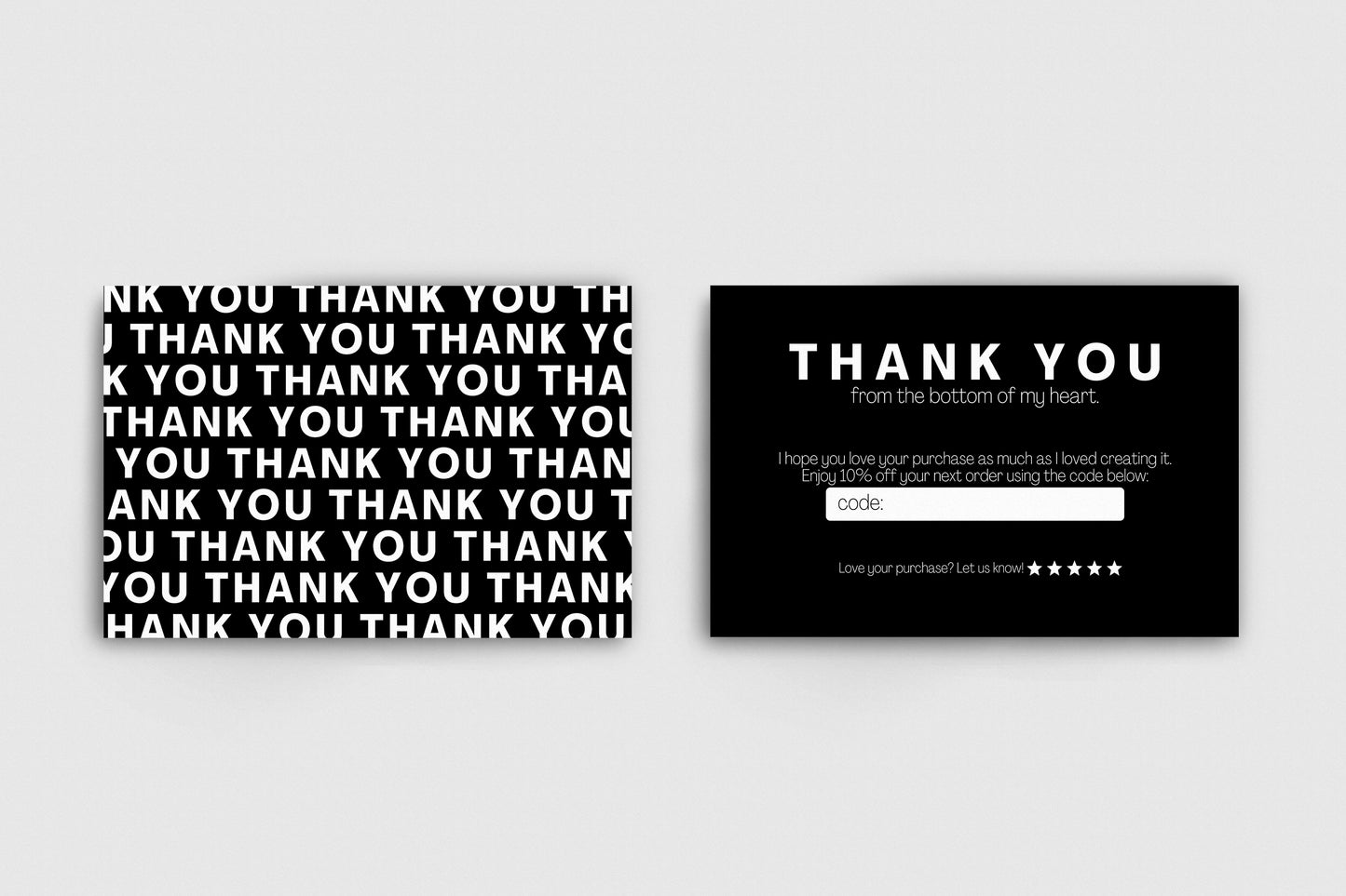 THANK YOU CARDS - PACK OF 50 - BLACK AND WHITE #4001