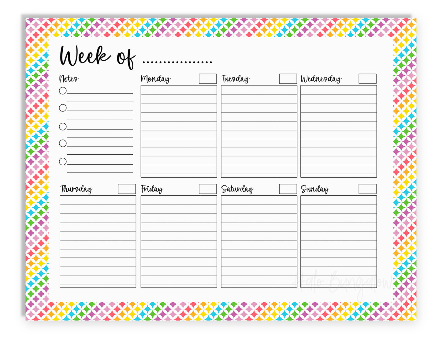 NP116 - NOTEPAD - BRIGHT BURSTS WEEKLY PLANNER NOTEPAD