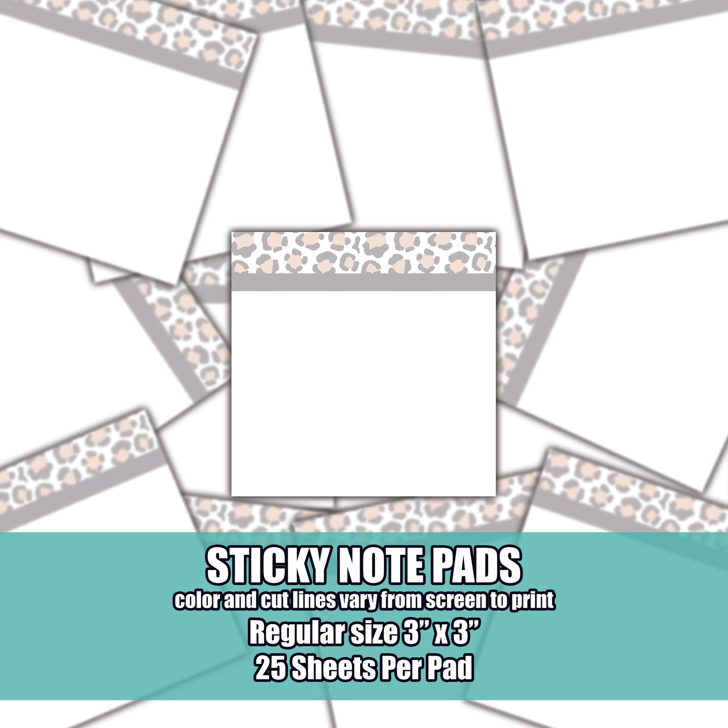 STICKY NOTE PAD - LEOPARD ACCENT