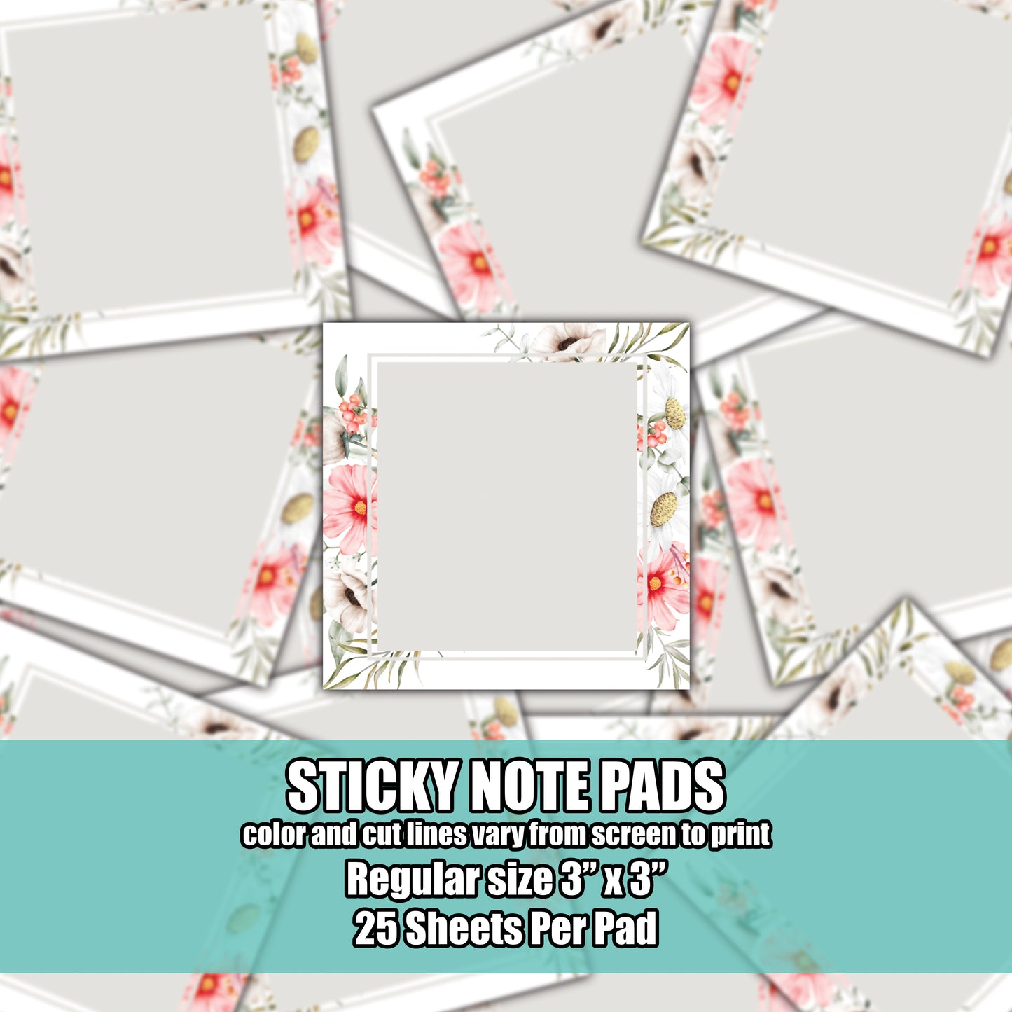 STICKY NOTE PAD - PINK FLORAL