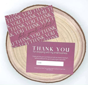 THANK YOU CARDS - PACK OF 50 - THANK YOU FOR YOUR ORDER W/CODE #4006