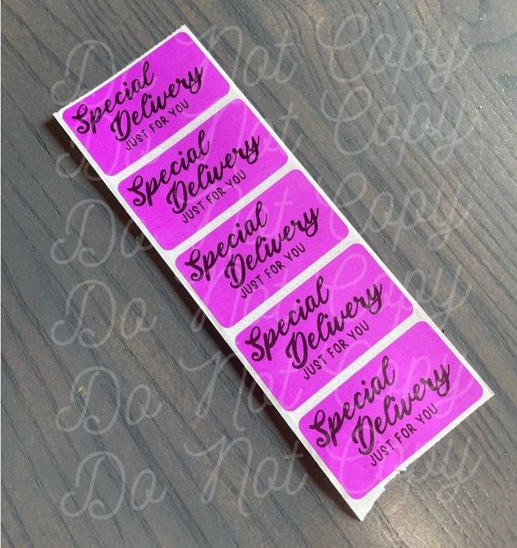 PACKAGING STICKERS  - SPECIAL DELIVERY JUST FOR YOU - ON PURPLE